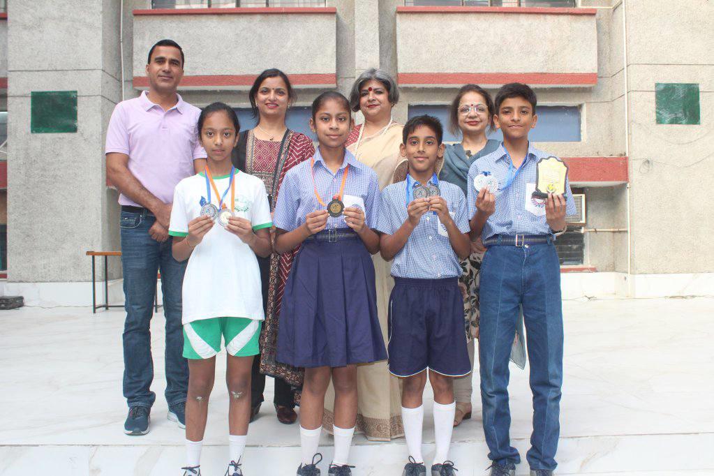 Medal Ceremony for District Inter Club Roller Skating Competition Winners.